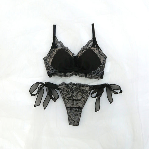 【新発売】Feliture極ふわブラ シフォンビッグリボン -ブラ&ショーツセット- 2set