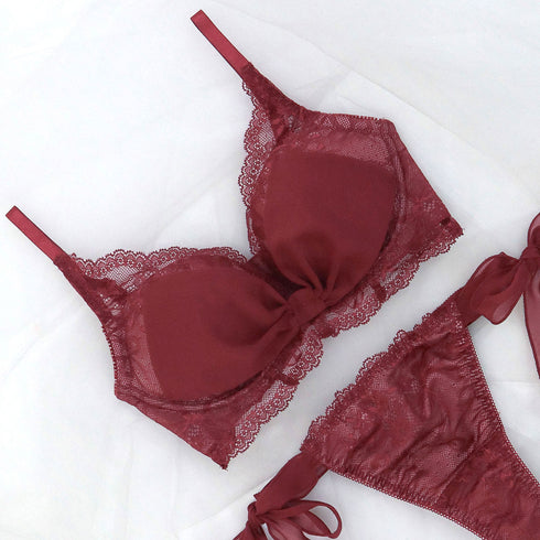 【新発売】Feliture極ふわブラ シフォンビッグリボン -ブラ&ショーツセット- 2set