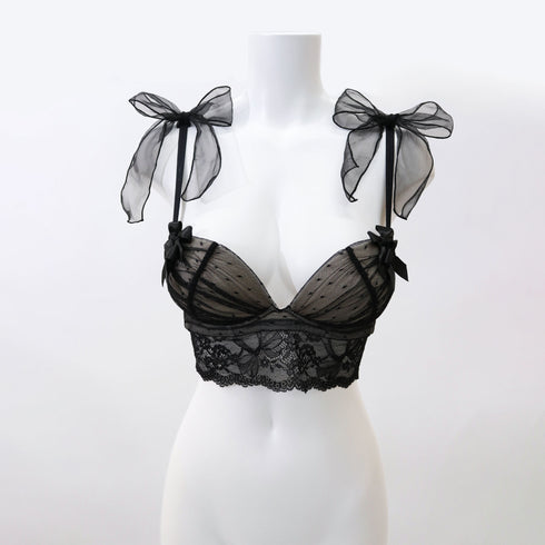【新発売】Feliture極ふわブラ ドットチュールリボン -ブラ&ショーツセット-