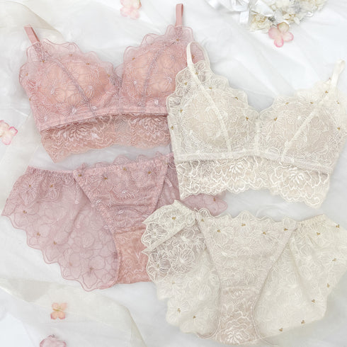【新色発売】ふわっと盛れる 花束スフレブラ -ブラ&ショーツセット- 3set