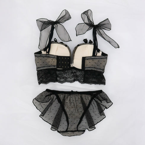 【新発売】Feliture極ふわブラ ドットチュールリボン -ブラ&ショーツセット-