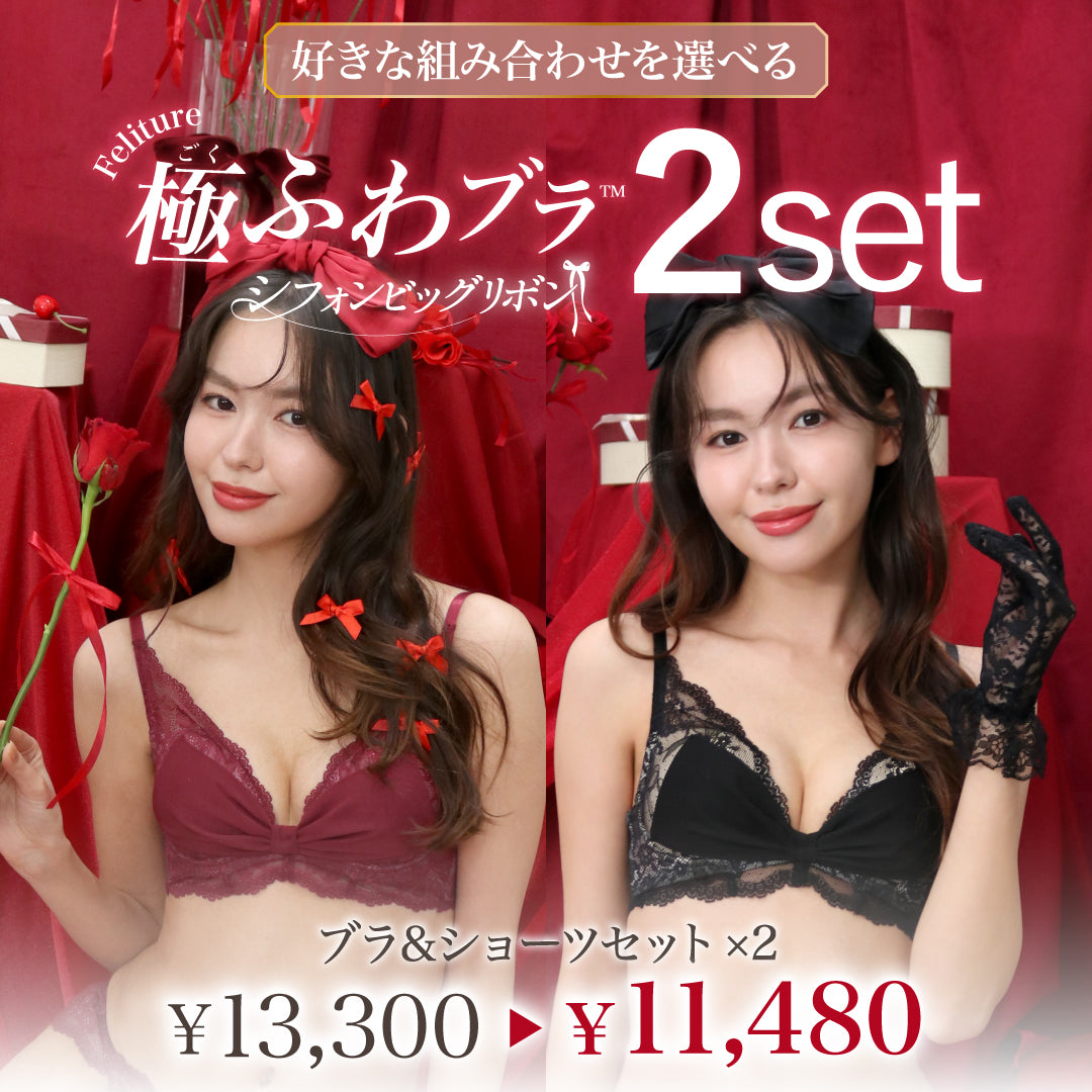 新発売】Feliture極ふわブラ シフォンビッグリボン -ブラ＆ショーツ