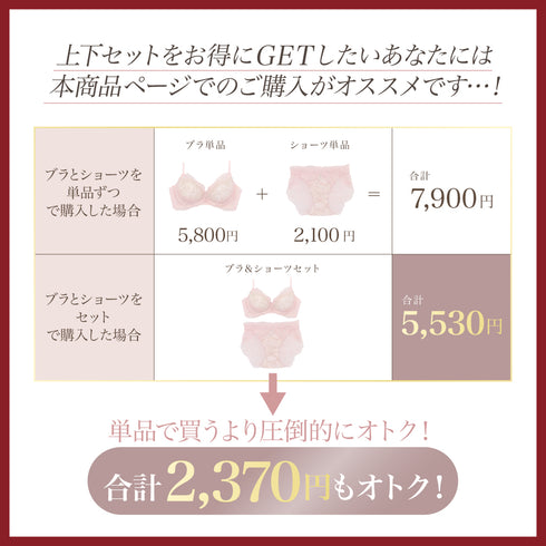 【BIG SALE】くぎづけ谷間ブラ ルナローズ -ブラ&ショーツセット-