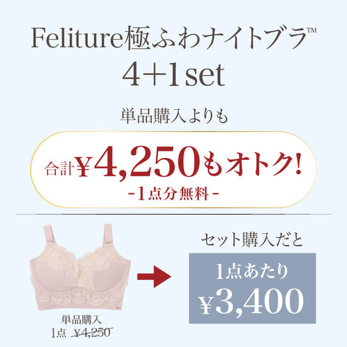 【新発売】Feliture極ふわナイトブラ -4+1set-