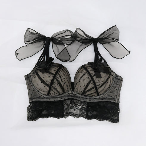 【新発売】Feliture極ふわブラ ドットチュールリボン -ブラ&ショーツセット-