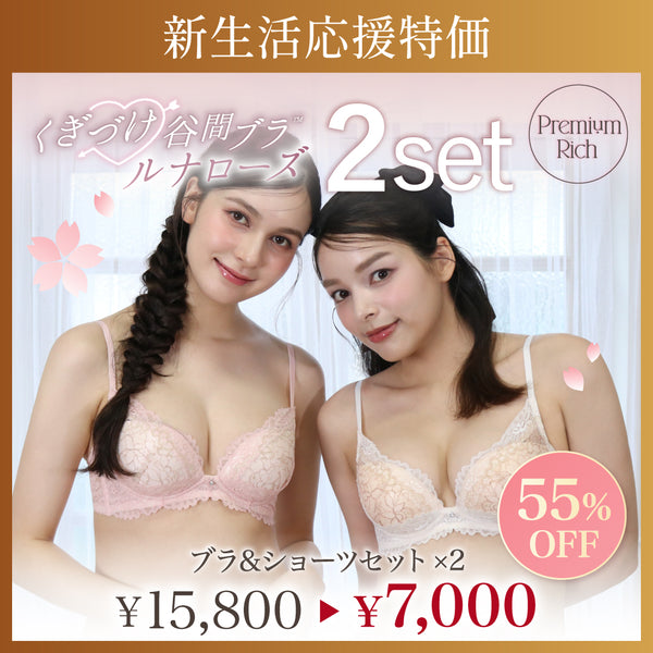 【新生活応援特価】くぎづけ谷間ブラ ルナローズ -ブラ&ショーツセット- 2set
