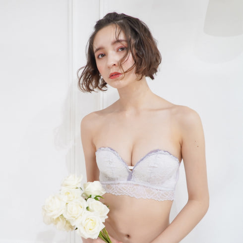 【ストラップレスOK】2wayドレッシーレースブラセット