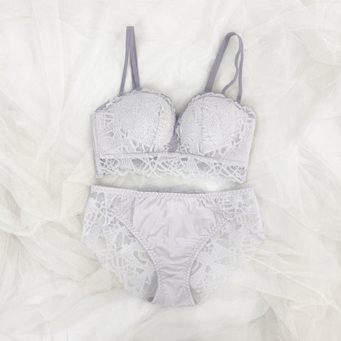 【ストラップレスOK】2wayドレッシーレースブラセット