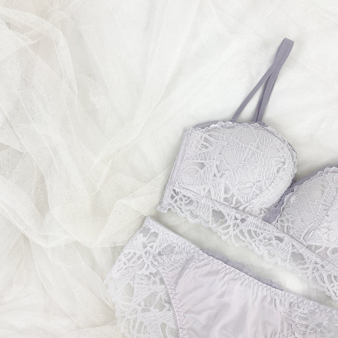 【ストラップレスOK】2wayドレッシーレースブラセット