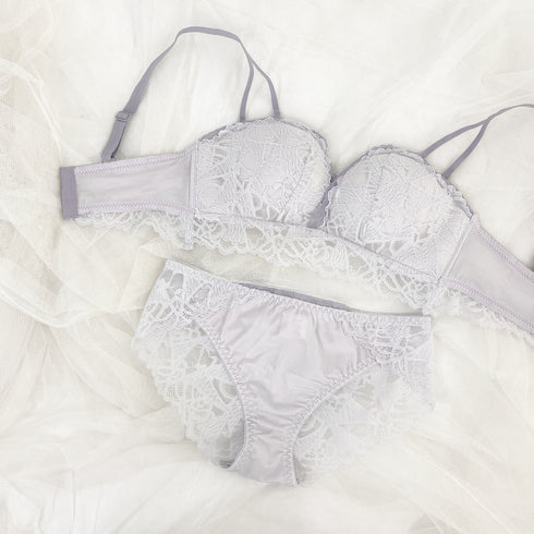 【ストラップレスOK】2wayドレッシーレースブラセット