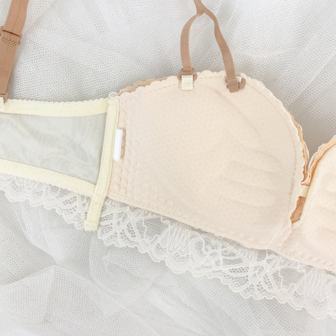 【ストラップレスOK】2wayドレッシーレースブラセット