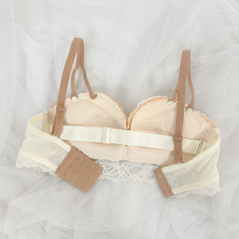 【ストラップレスOK】2wayドレッシーレースブラセット