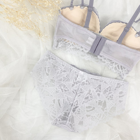 【ストラップレスOK】2wayドレッシーレースブラセット