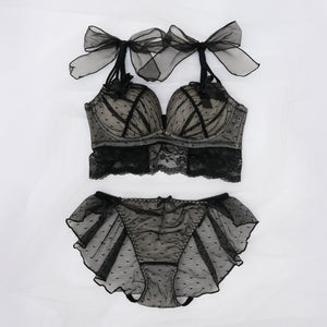 【新発売】Feliture極ふわブラ ドットチュールリボン -ブラ＆ショーツセット-