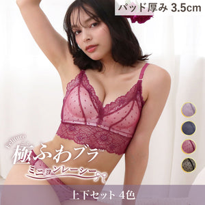 【新色発売】Feliture極ふわブラ   ミニョンレーシー -ブラ＆ショーツセット-