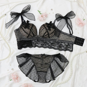 【新発売】Feliture極ふわブラ ドットチュールリボン -ブラ＆ショーツセット-