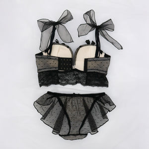 【新発売】Feliture極ふわブラ ドットチュールリボン -ブラ＆ショーツセット-