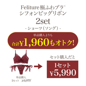 【新発売】Feliture極ふわブラ シフォンビッグリボン -ブラ＆ショーツセット- 2set