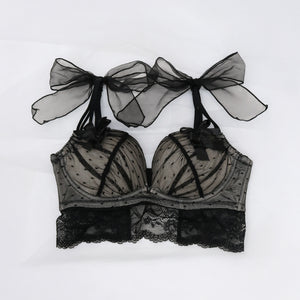 【新発売】Feliture極ふわブラ ドットチュールリボン -ブラ＆ショーツセット-