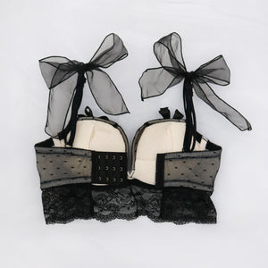 【新発売】Feliture極ふわブラ ドットチュールリボン -ブラ＆ショーツセット-